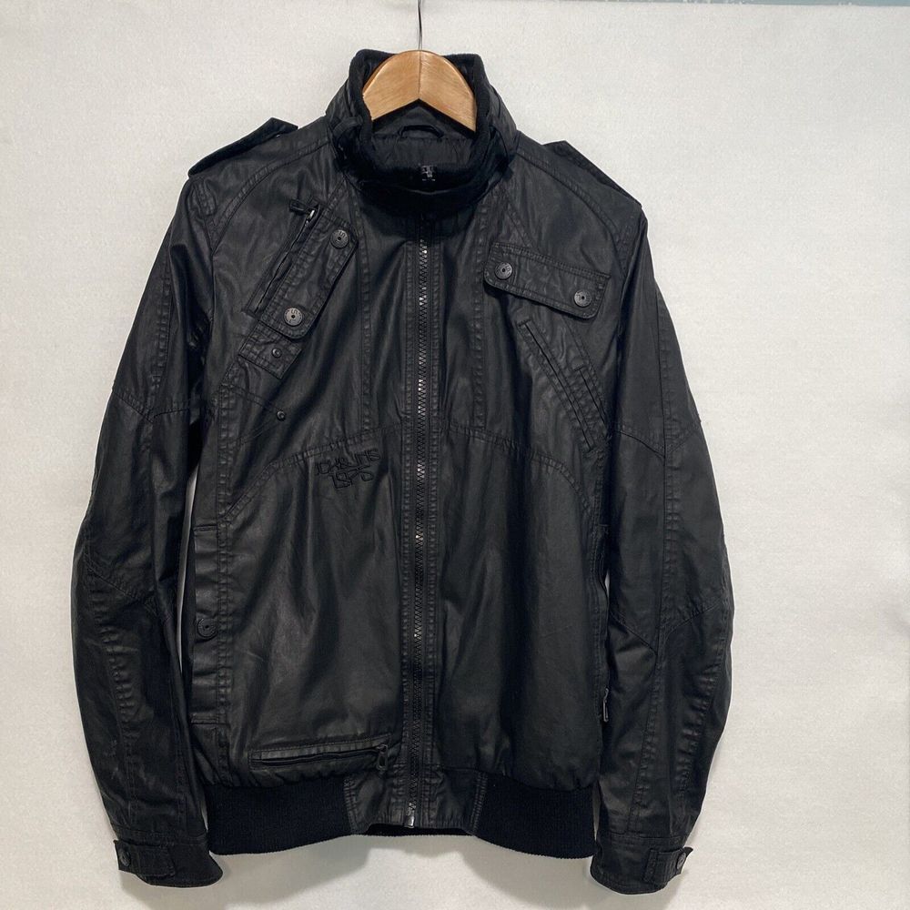 Jack & Jones Core Blast‎ Jkt Core Waxed Black Coated Utility Bomber Jacket S